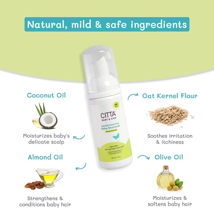 Citta Gentle Foaming Baby Shampoo - 50ml | Best for Delicate Scalp & Cradle Cap