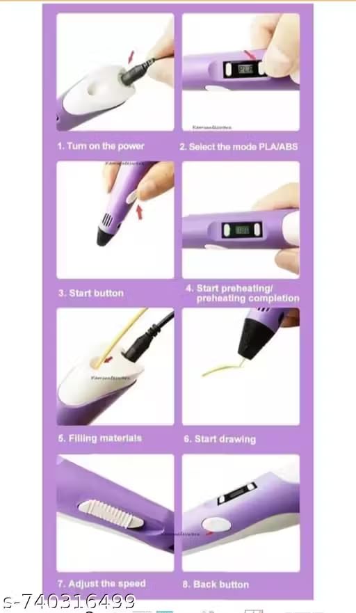 3D Printing Pen with USB Cable | 0.7mm Nozzle Diameter, 1.75mm Plastic Feeding, ABS/PLA Paints | Assorted Colors