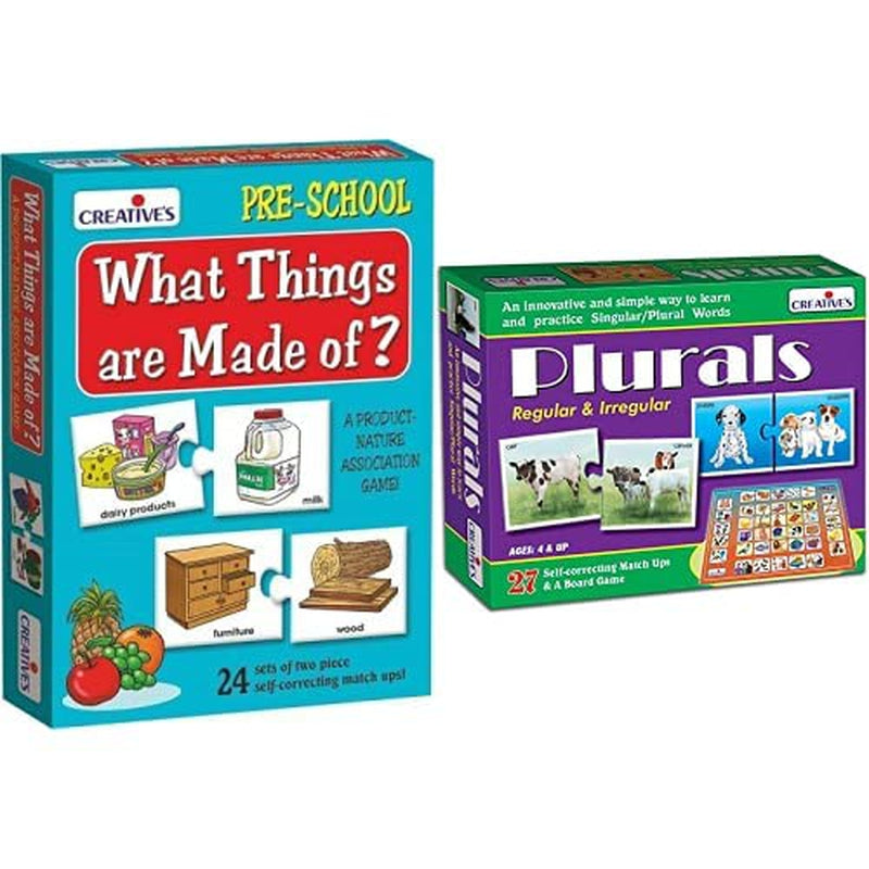 Kids Puzzles Combo - What Things are Made of & Plurals - (Regular and Irregular)