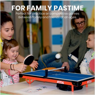 STAG ICONIC Super Mini Table Tennis Table| Portable Indoor Ping Pong Super Mini Table for Kids Fun Recreational Play| Included with TT Rackets and Balls| All in a Briefcase-Size Foldable Design