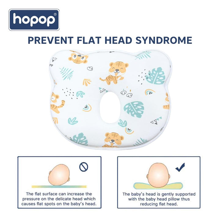 Hopop Soft & Comfortable Microfiber Baby Pillow | Fluffy Sleeping Pillow with Cover - Tiger Print