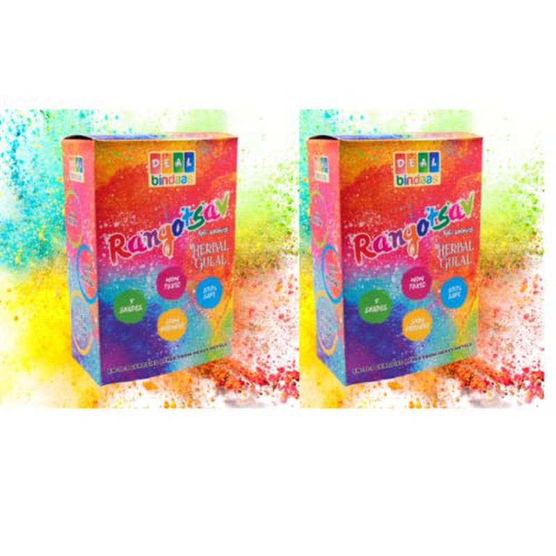 Rangotasav Holi Colour Herbal Gulal - 5 Shades (Pack of 2 = 500gm. (10pcs X 50gm))