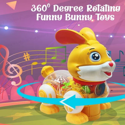 Bunny Toy for Kids – Musical Transparent Gear , 360 Degree Rotating