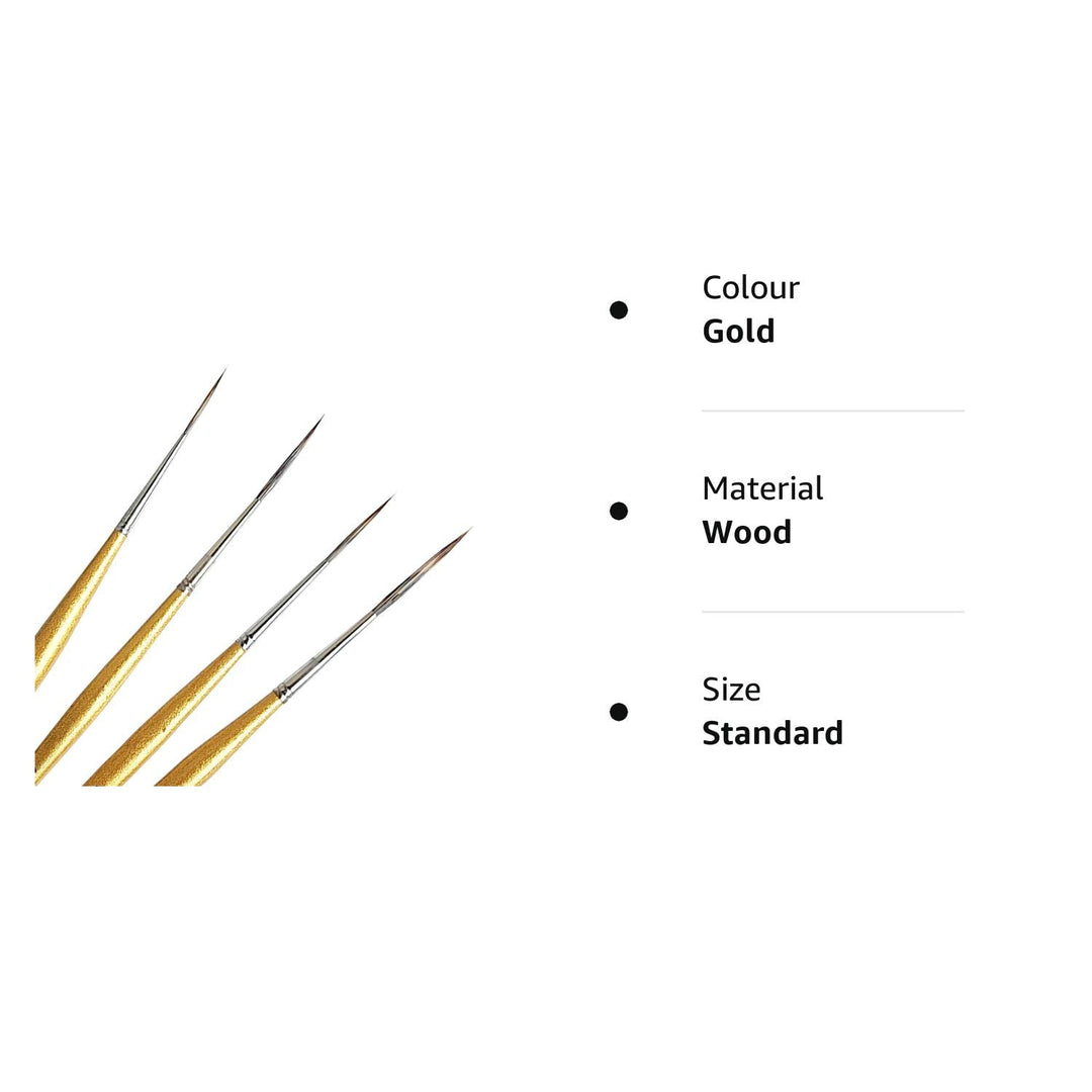 Set of 4 Handmade Long Bristle Liner Brush | Gold