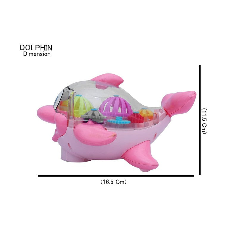 360 Degree Rotating Transparent 3D Dolphin Toy with Sound and Lights