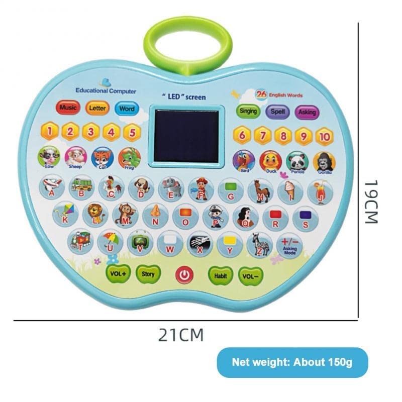 Apple Shape Educational Tablet Toy (Early Educational Learning Machine Toys) - Blue