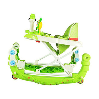 Baby Musical Rocker Cum Walker - Foldable & Height Adjustable (Green & White)