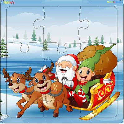 Wooden Jigsaw Puzzle - 9 Pieces (Christmas Pack of 4)