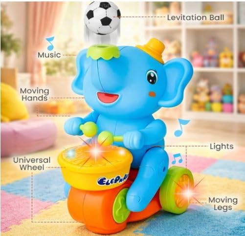 ToyBoi Elephant Musician Go Musical Toy | Bump & Go Action, Lights & Sound