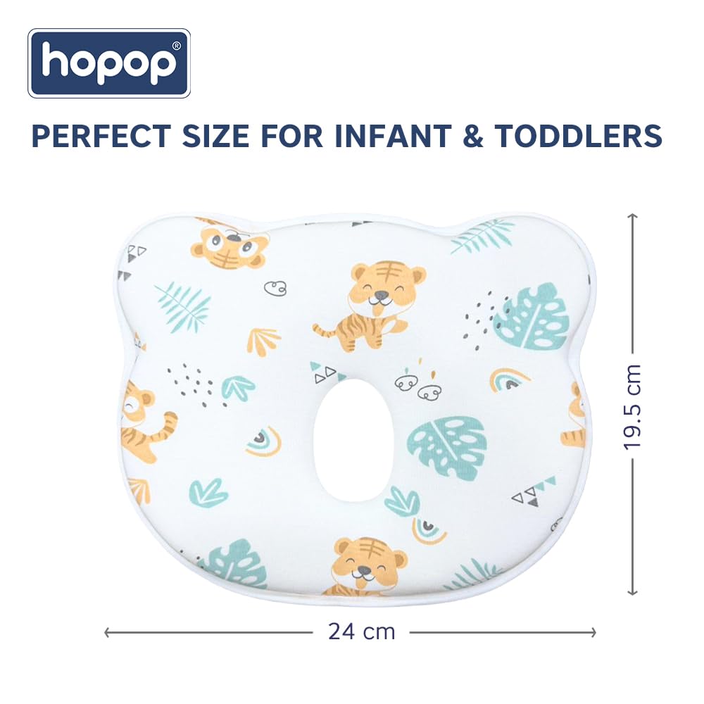 Hopop Soft & Comfortable Microfiber Baby Pillow | Fluffy Sleeping Pillow with Cover - Tiger Print