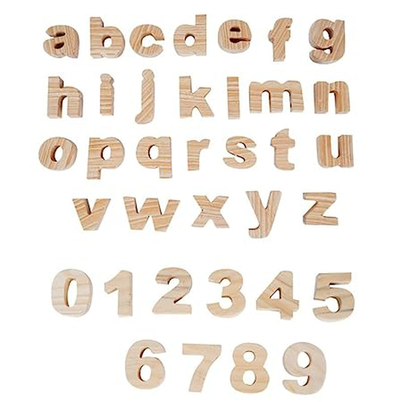 Educational Learning Combo Set Wooden Alphabets Uppercase, Lowercase & Numerical Numbers - (63 pieces)