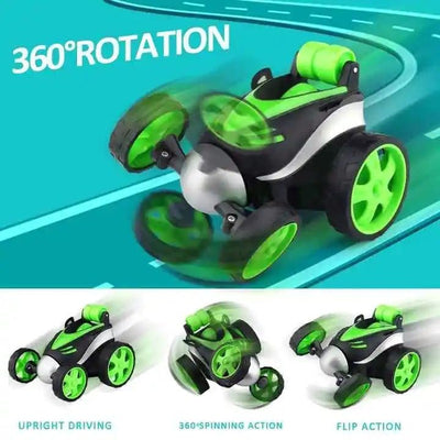360 Degree Rotation Stunt Remote Control Racing Car Flip & Roll Cool Action (Blue)