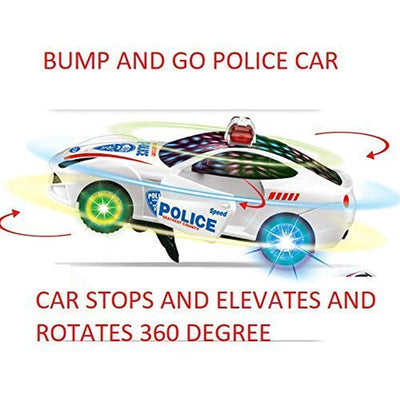 Bump and Go Police Car with Fun Flashing Light & Realistic Sounds  - Multicolor