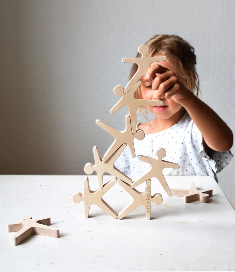MUREN Stack & Balance Human Shapes Tower – Wooden Acrobats Balancing Game