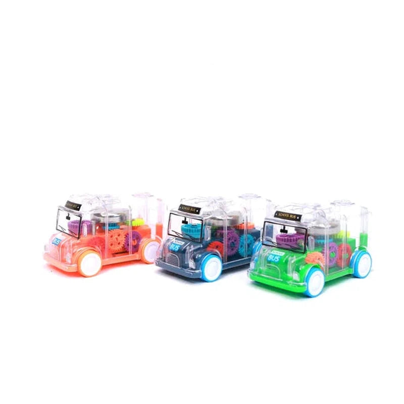 Transparent Mini School Bus Toy with Tinkling Sound And Lights