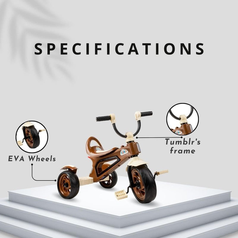 Kids Max 33 Tricycle with Light & Sound Feature | Chocolate Brown | COD Not Available