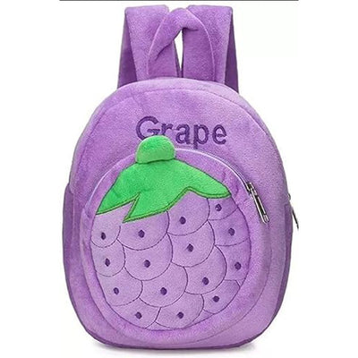 Premium Quality Soft Design Purple Grape Shape School Bag for Kids - 14 Inches