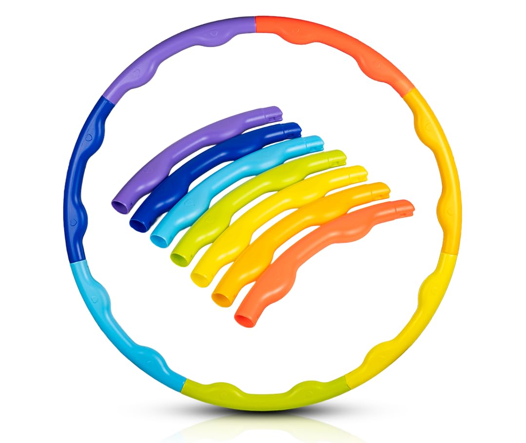 Ratna's Rainbow Hula Hoop for Kids | Detachable 7-Piece Interlockable Hoops