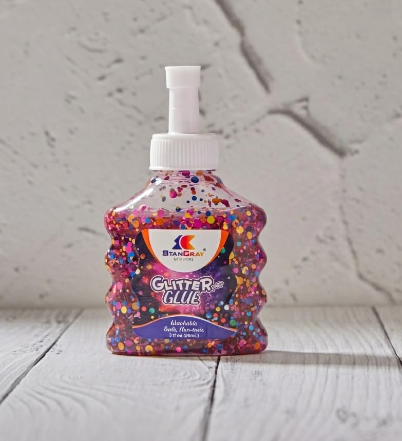 STANCRAY Washable Glitter Glue for Slime Making - 88ml | Sparkle Liquid Glue for Kids Art & Craft