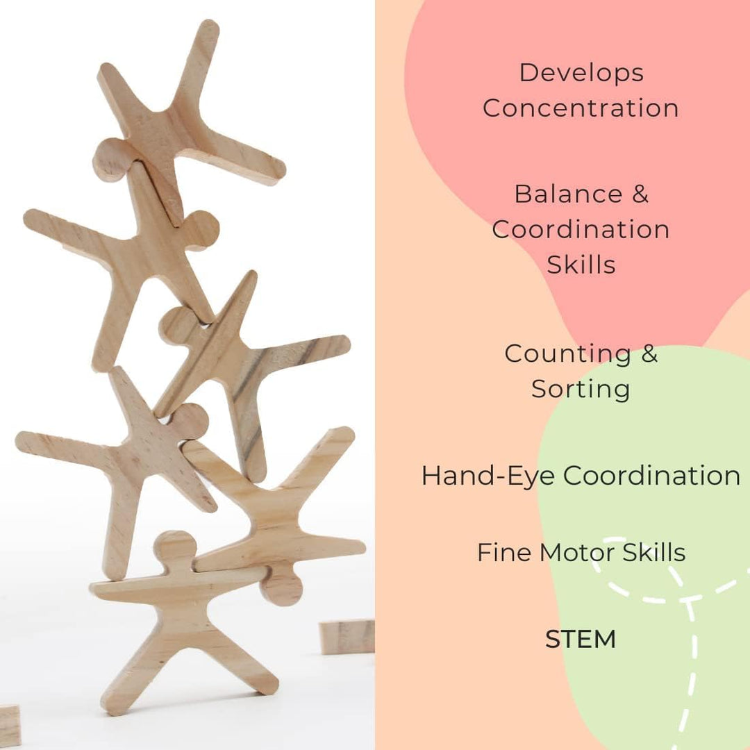 MUREN Stack & Balance Human Shapes Tower – Wooden Acrobats Balancing Game