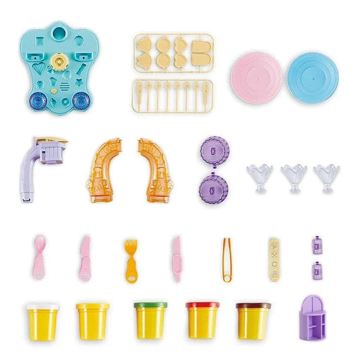 Music Ice Cream 3D Clay Dough Toy Play Set | Ice Cream Maker with Light & Music | Pretend Play Set for Kids | 19 Pieces