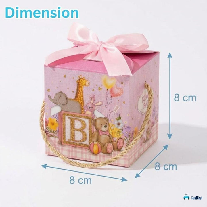 FunBlast Baby Shower Gift Boxes | Paper Folding Gift Boxes with Ribbon & Hanging Thread | Pack of 10