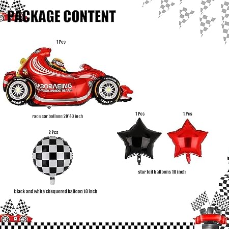 5 piece F1 Racing Car Foil Balloon Set For Birthday and Decoration