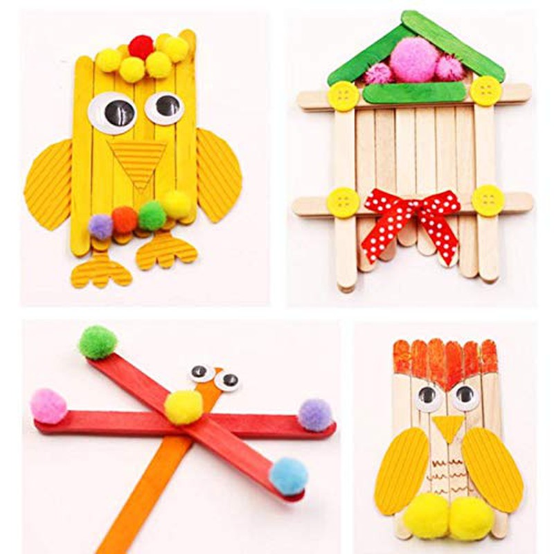 100 Wooden Multicolored Big Ice Cream Sticks | Ideal for Arts & Crafts and School Projects