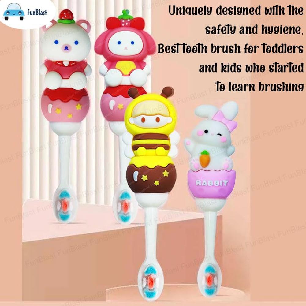 FunBlast Panda Kids Toothbrush | Extra Soft Microfiber Bristles Cartoon Animal Manual Toothbrush