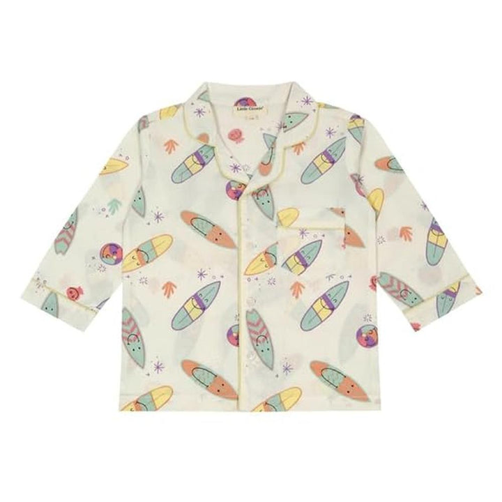 Little Ginnie Night Suit - Pajama Set | White