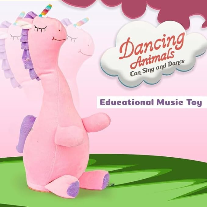 Dancing Unicorn Plush Toy Wriggle & Singing Recording Repeat What You Say (Assorted Colours)