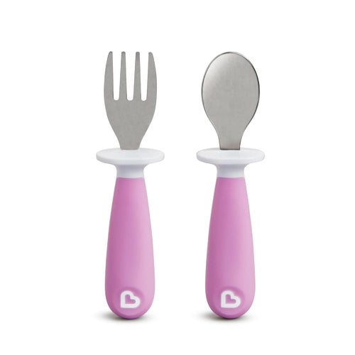 Munchkin Raise Toddler Fork & Spoon - Set of 2 | BPA-Free Self-Feeding Utensils for Kids | Easy-Grip Handles