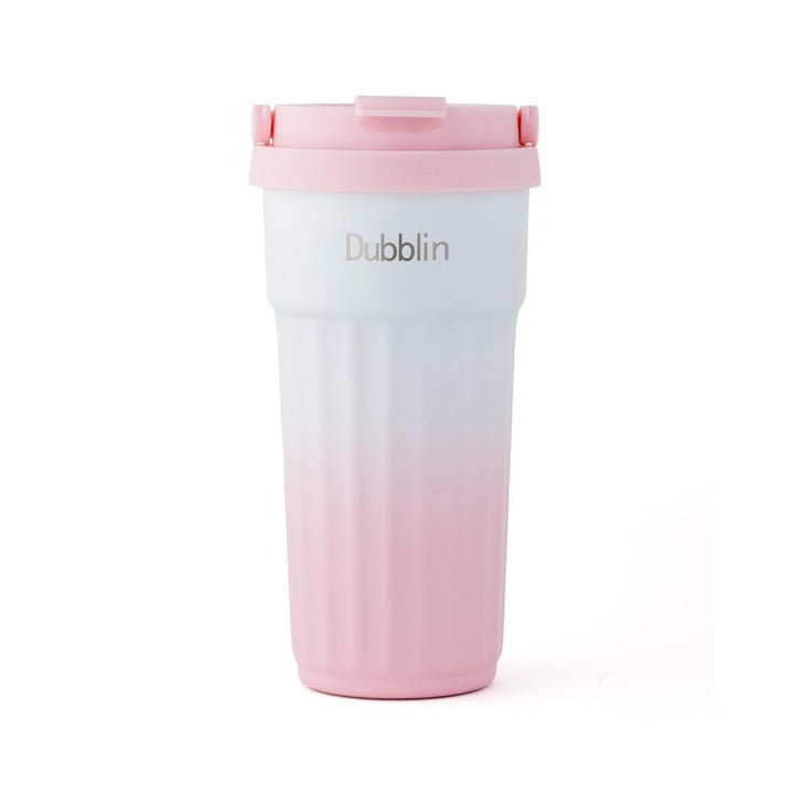 Dubblin Brew Stainless Steel Tea & Coffee Mug - 480ml | Wide Mouth Tumbler Thermo Flask - Pink