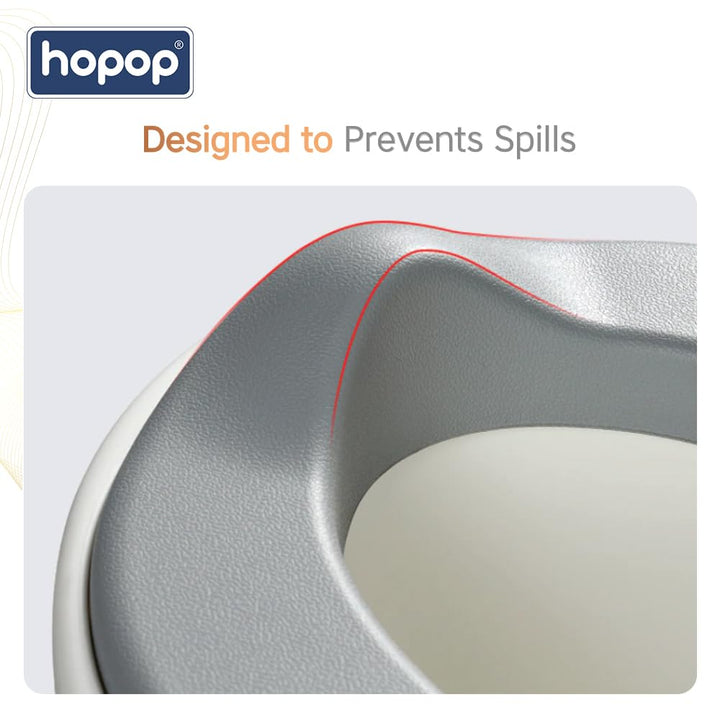 Hopop Portable Potty Training Seat for Baby & Kids | Soft & Comfortable Potty Chair with Removable Bowl | Anti-Slip Stable Design- Silver