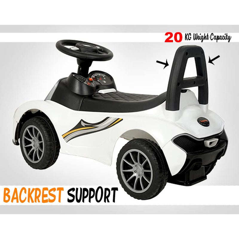Non Battery Operated Ride On with Music and Lights | 1 to 4 years | McLaren Car (White) | COD not Available