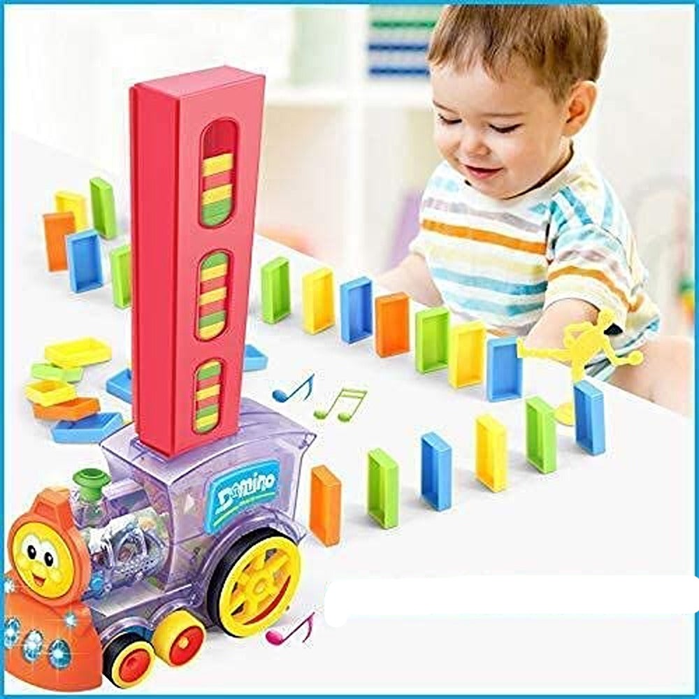 60 Pcs Domino Rally Train Toy Set with Lights and Sounds