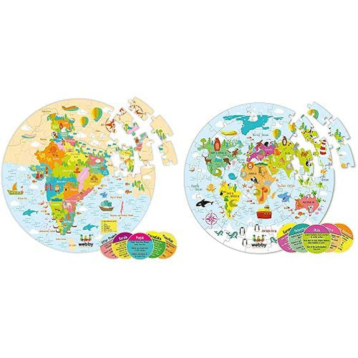 Amazing India Map Jigsaw Floor Puzzle 60 Pcs with 4 Double Sided Flashcards