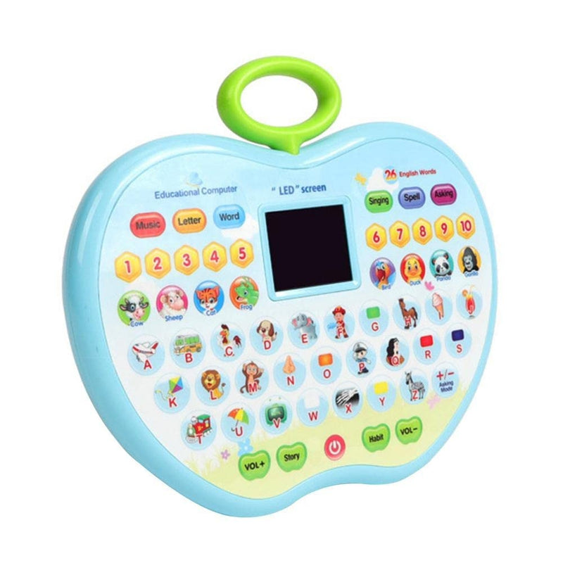 Apple Shape Educational Tablet Toy (Early Educational Learning Machine Toys) - Blue