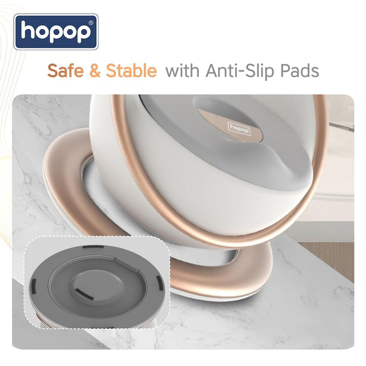 Hopop Portable Potty Training Seat for Baby & Kids | Soft & Comfortable Potty Chair with Removable Bowl | Anti-Slip Stable Design- Silver