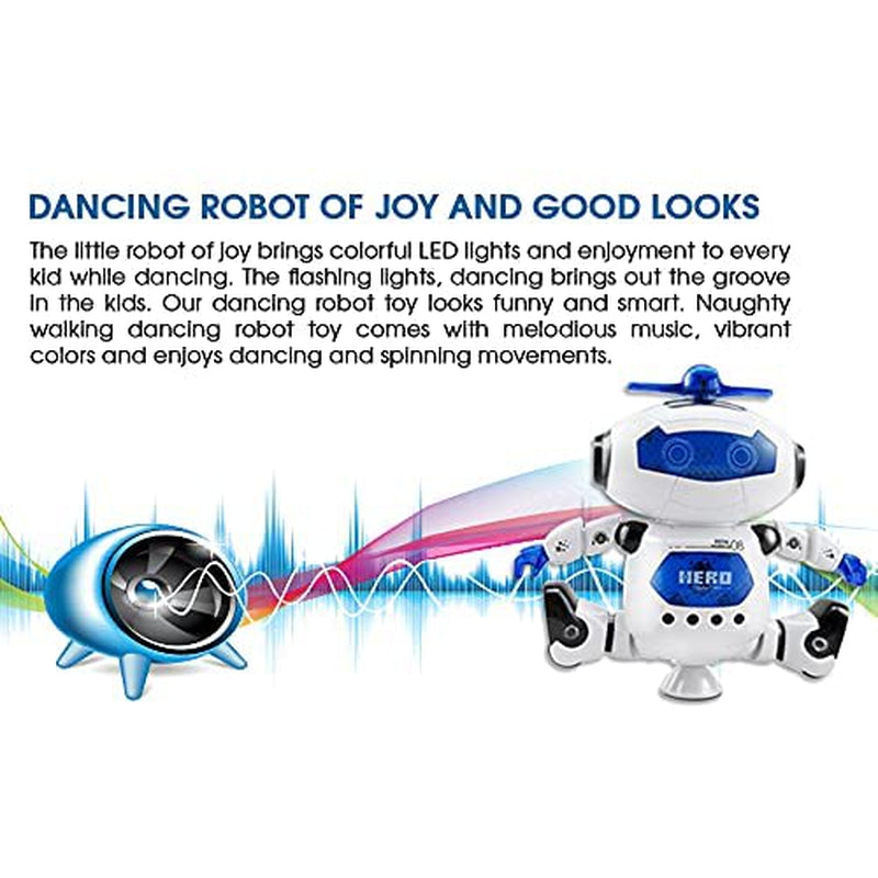 360° Spinning Dancing Robot Toy with LED Light and Music (Battery Exclude)