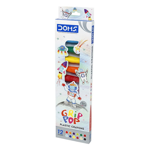 Doms Grip Pop 12 Shades Plastic Crayons