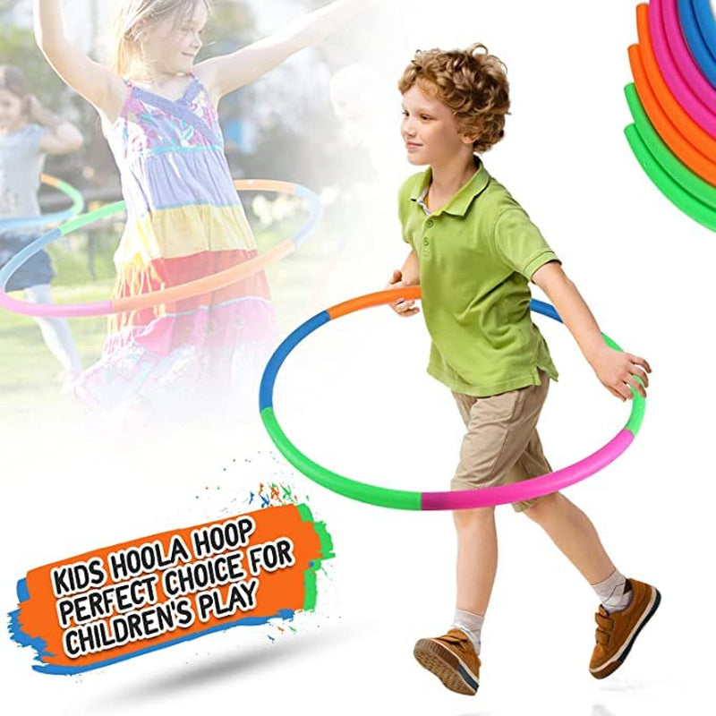 Fitfix Hula Hoop Exercise Fitness Ring for Kids and Adult (Multicolor Classic Design) - Adjustable 6 Inter lockable Pieces Ring (Adjustable Plain Hoop)