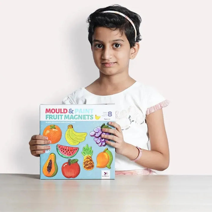 Toykraft Mould & Paint Fruits - Fridge Magnet Making DIY Kit, Creative Art & Craft Activity