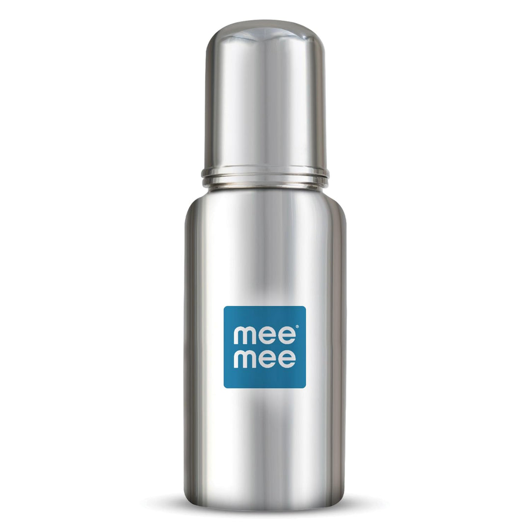 Mee Mee Premium Steel Feeding Bottle with Easy Flow Nipple - 240ml | L Size | SS304