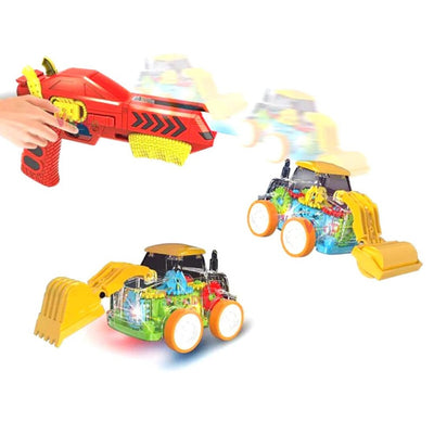 Vehicle Toy Gun Flashing Friction Power Cars with Plastic Catapult Gun