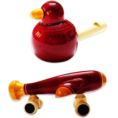 Handmade Non Toxic Channapatna Wooden Toy - Red Whistle and Plane