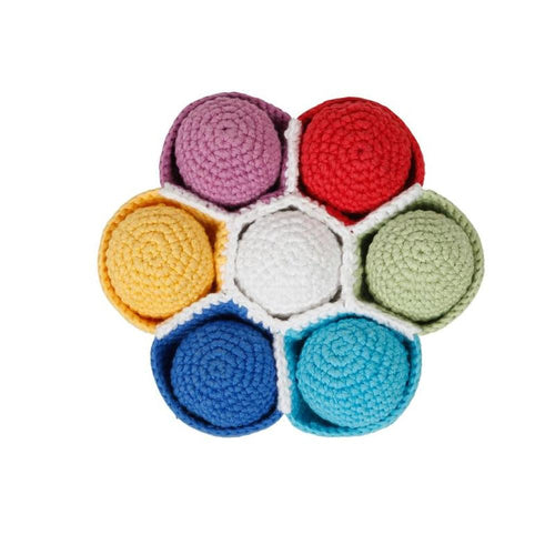 Little Ginnie Crochet Rattle Balls for Color Sorting, Sequencing | Nesting Ball Set