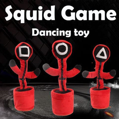 Dancing Squid Game Plush Toy with USB Charging (Repeats What You Say and Emit Colored Lights) - Square