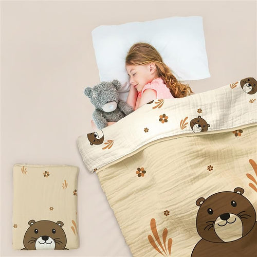 R for Rabbit Softkins Muslin Baby Quilt | Breathable Cotton, Lightweight & Multipurpose Baby Blanket - Teddy Beige