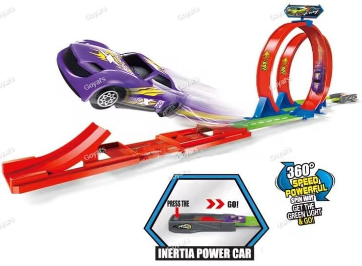 ToyBoi Max Racing Track for Kids – 360° Double Loop Stunt Track